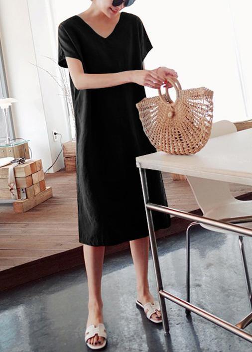 Cotton summer Tunics linen black Dress