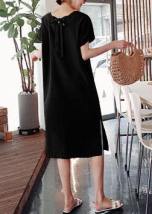 Cotton summer Tunics linen black Dress — image 3
