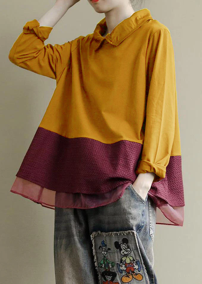 Plus Size Black Tops Lapel Patchwork Clothes Pattern — image 2