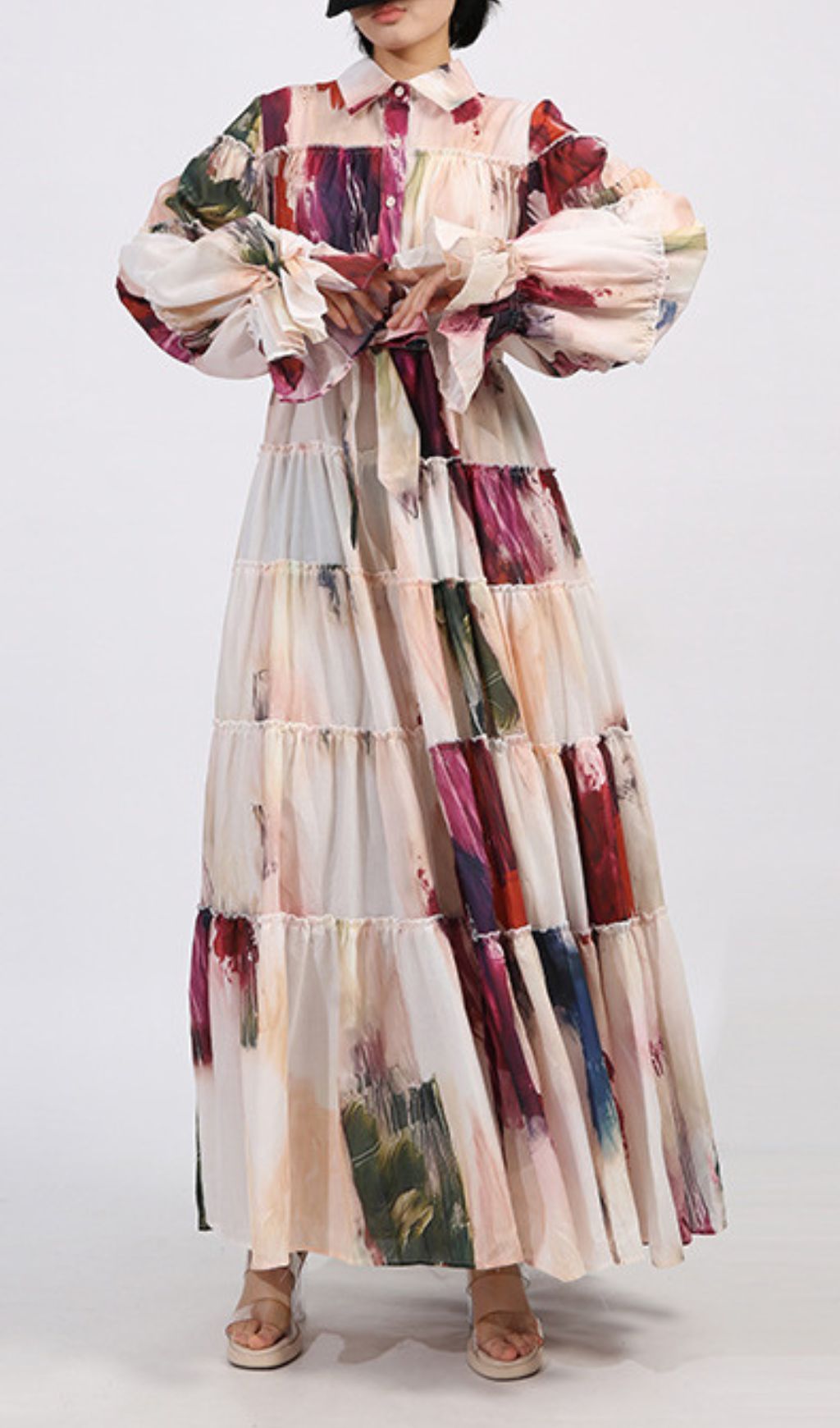 Printed Long Sleeve Maxi Dress