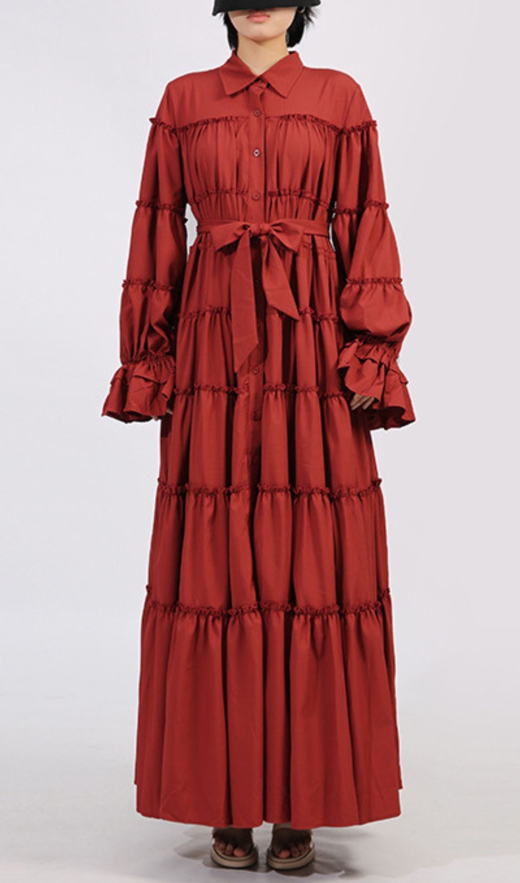 Red Long Sleeve Maxi Dress