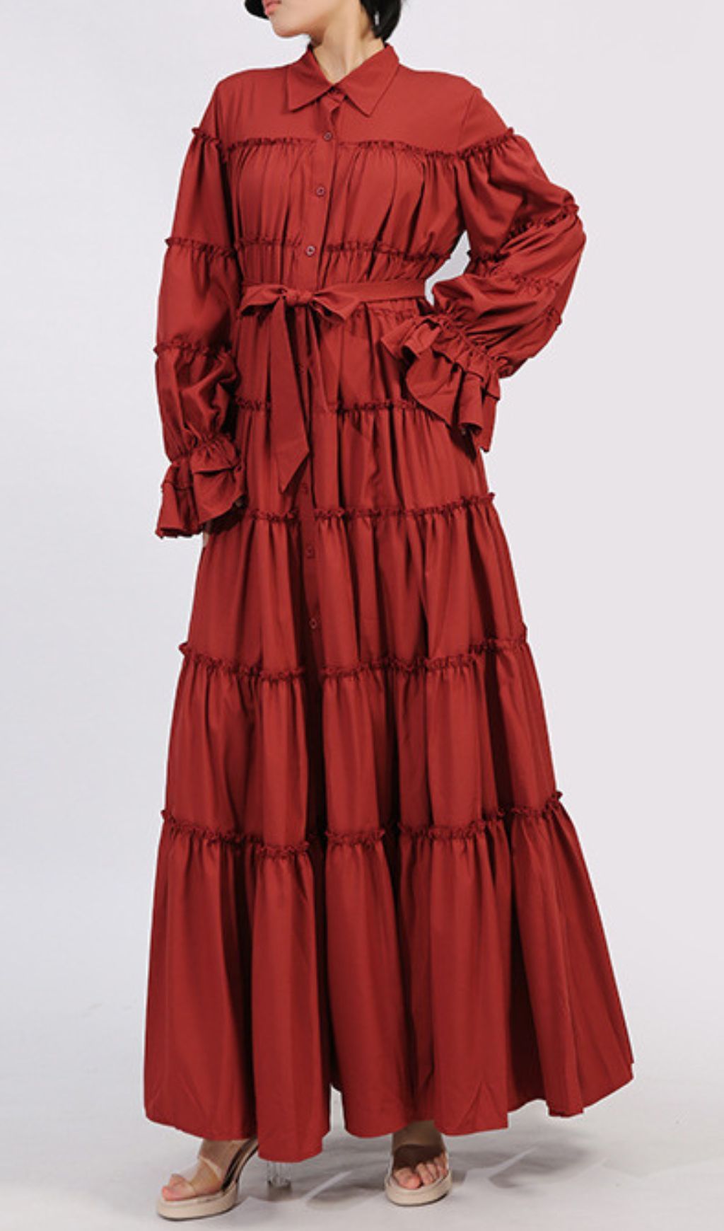 Red Long Sleeve Maxi Dress — image 3
