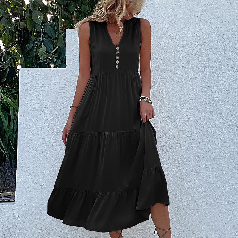 Women's Summer New Solid Color Tank Top Swing Maxi Dress — image 4